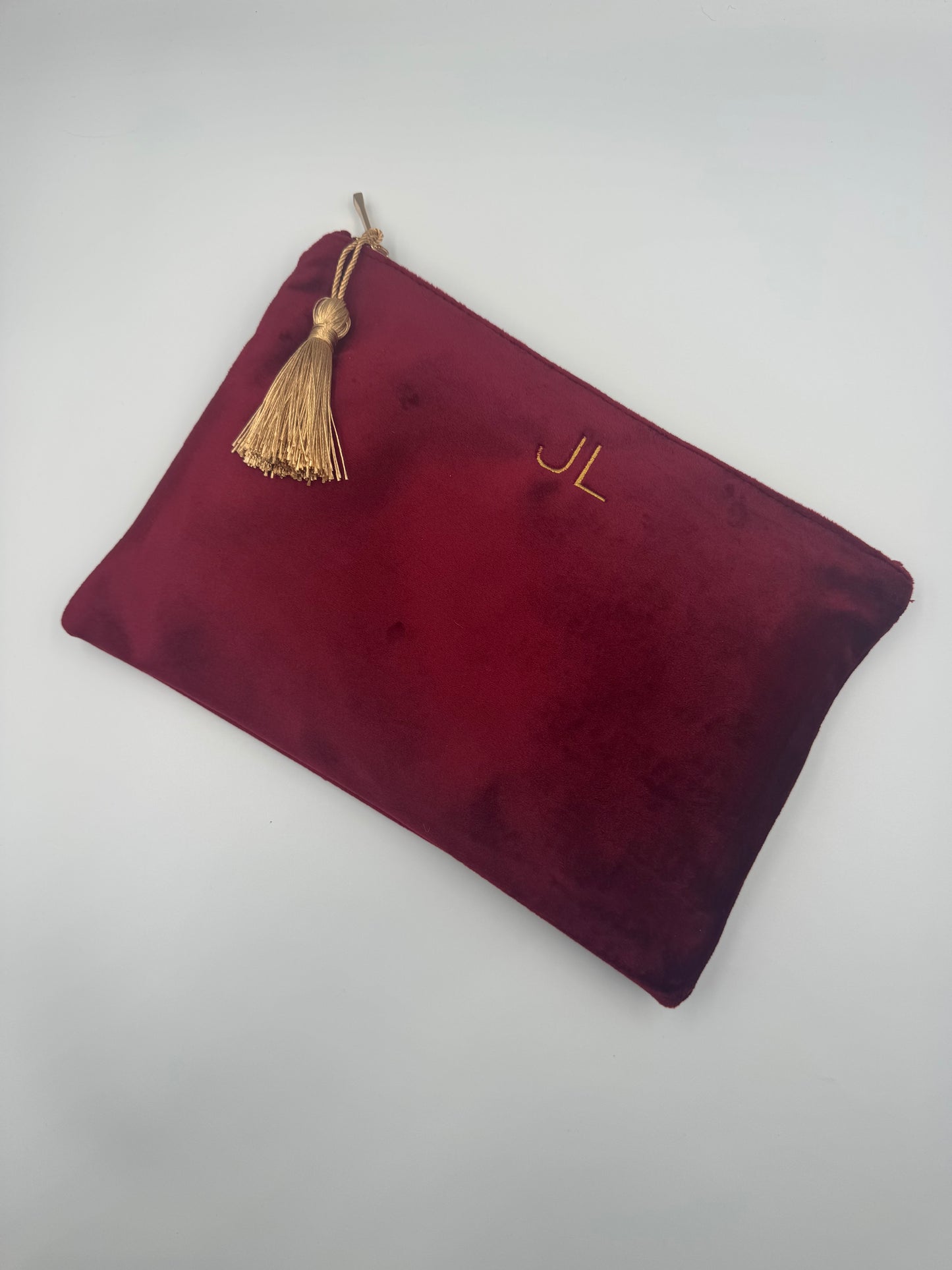 Monogramed Velvet Pouch