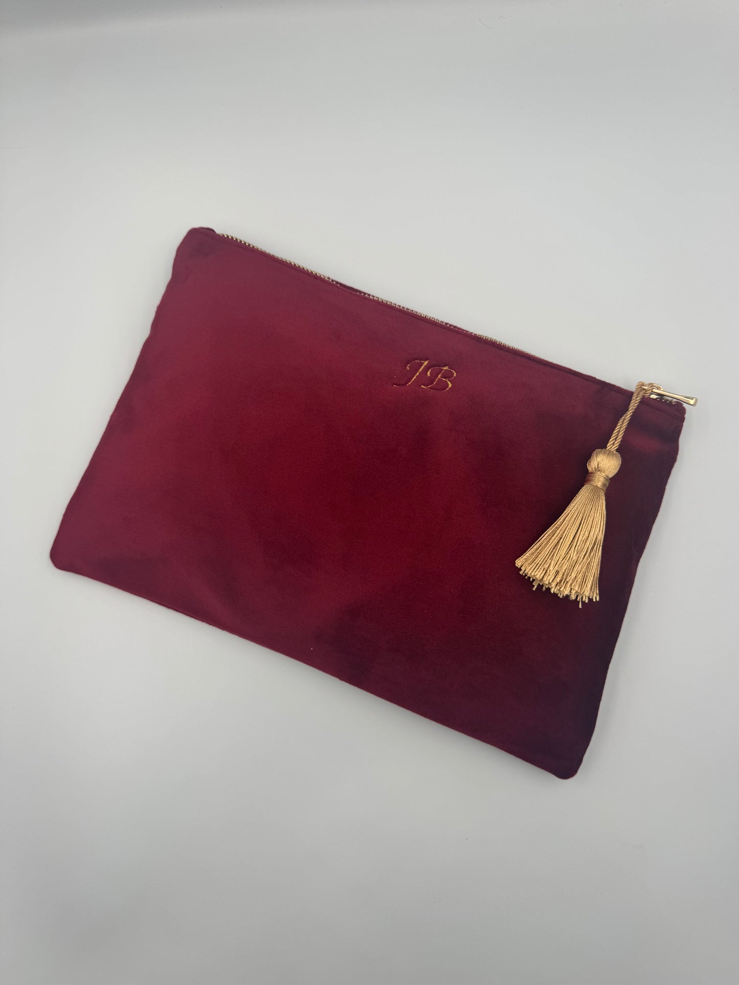 Monogramed Velvet Pouch