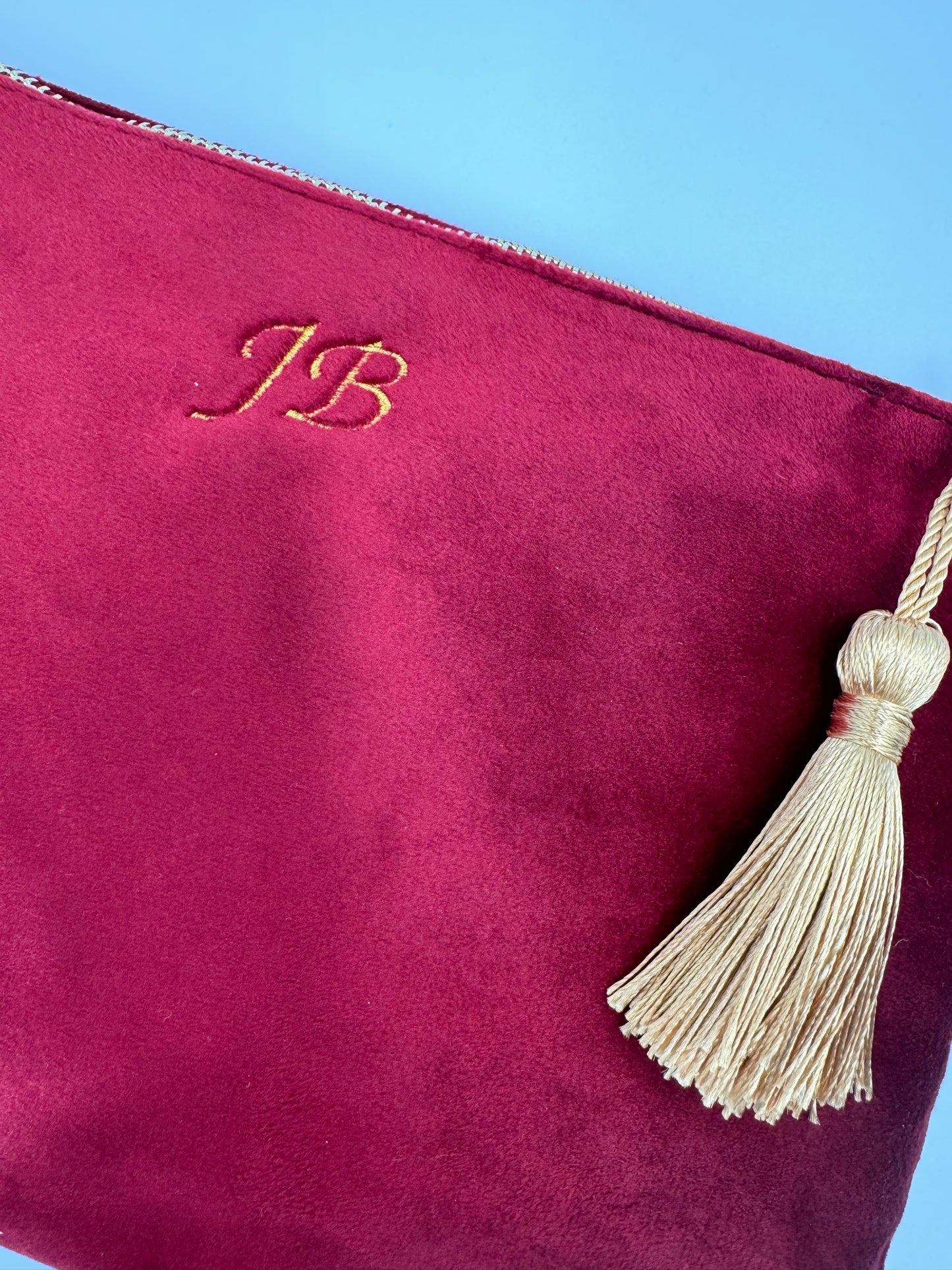 Monogramed Velvet Pouch