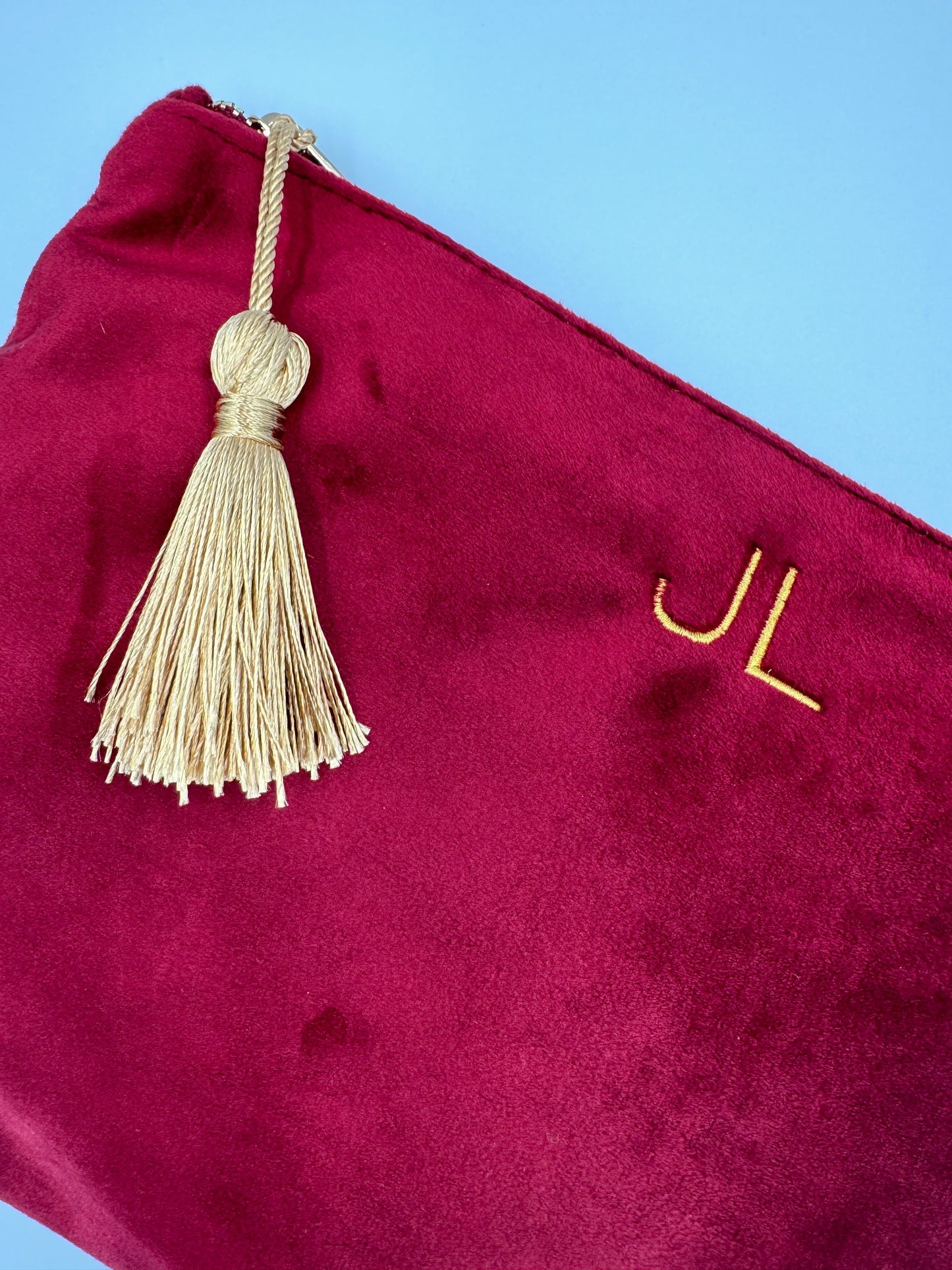 Monogramed Velvet Pouch