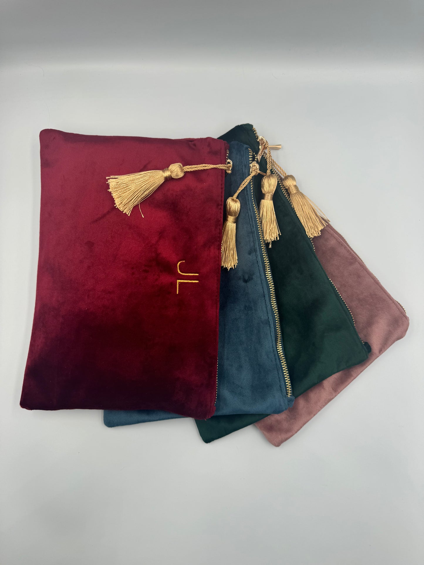 Monogramed Velvet Pouch
