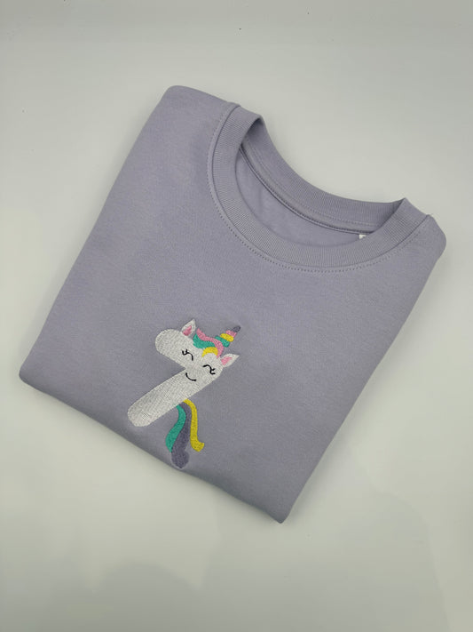 Children's Birthday Unicorn Number Sweatshirt