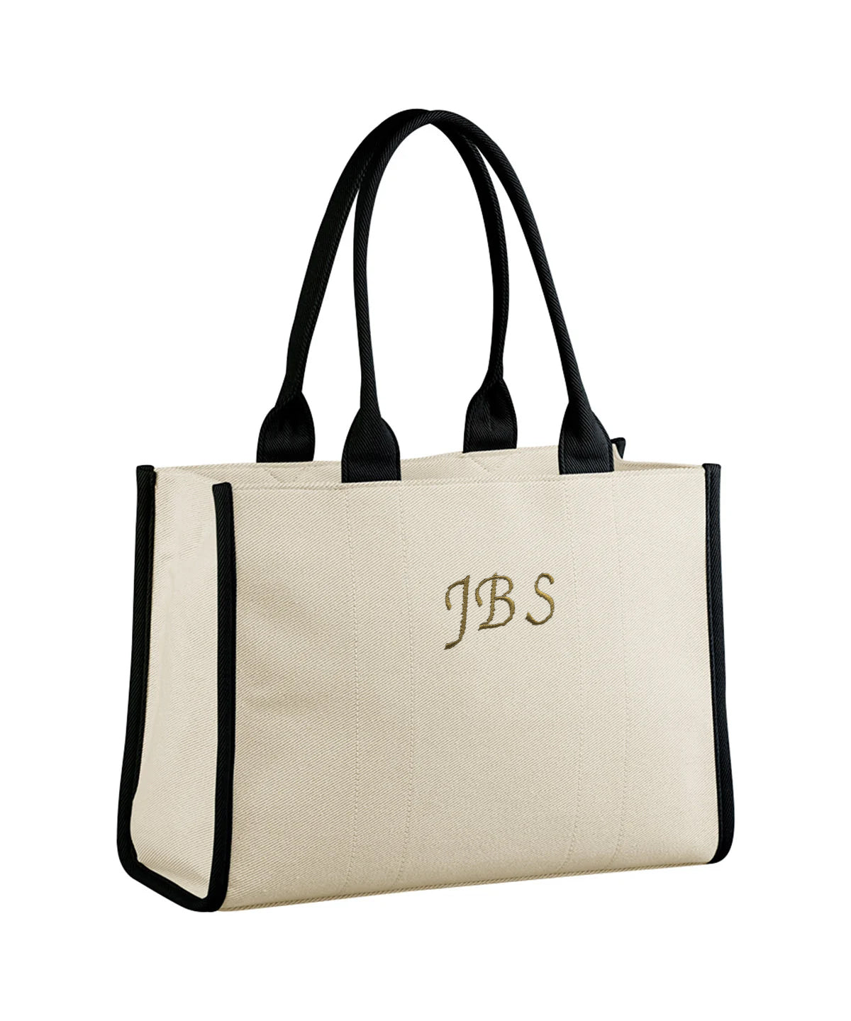 Monogramed Large Tote Bag - Natural/Black